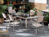 6 Seater Garden Dining Set Black Granite Triple Plate Top with Beige Chairs GROSSETO_395077