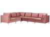 Right Hand 6 Seater Modular Velvet Corner Sofa Pink EVJA_858881