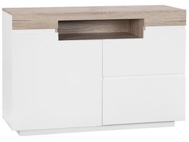 Sideboard weiß / heller Holzfarbton 2 Schubladen Schrank MARLIN