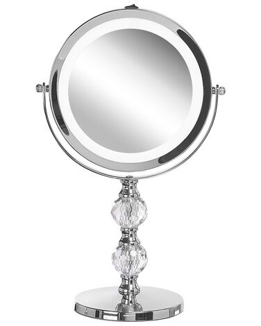 Kosmetikspiegel silber mit LED-Beleuchtung ø 18 cm CLAIRA