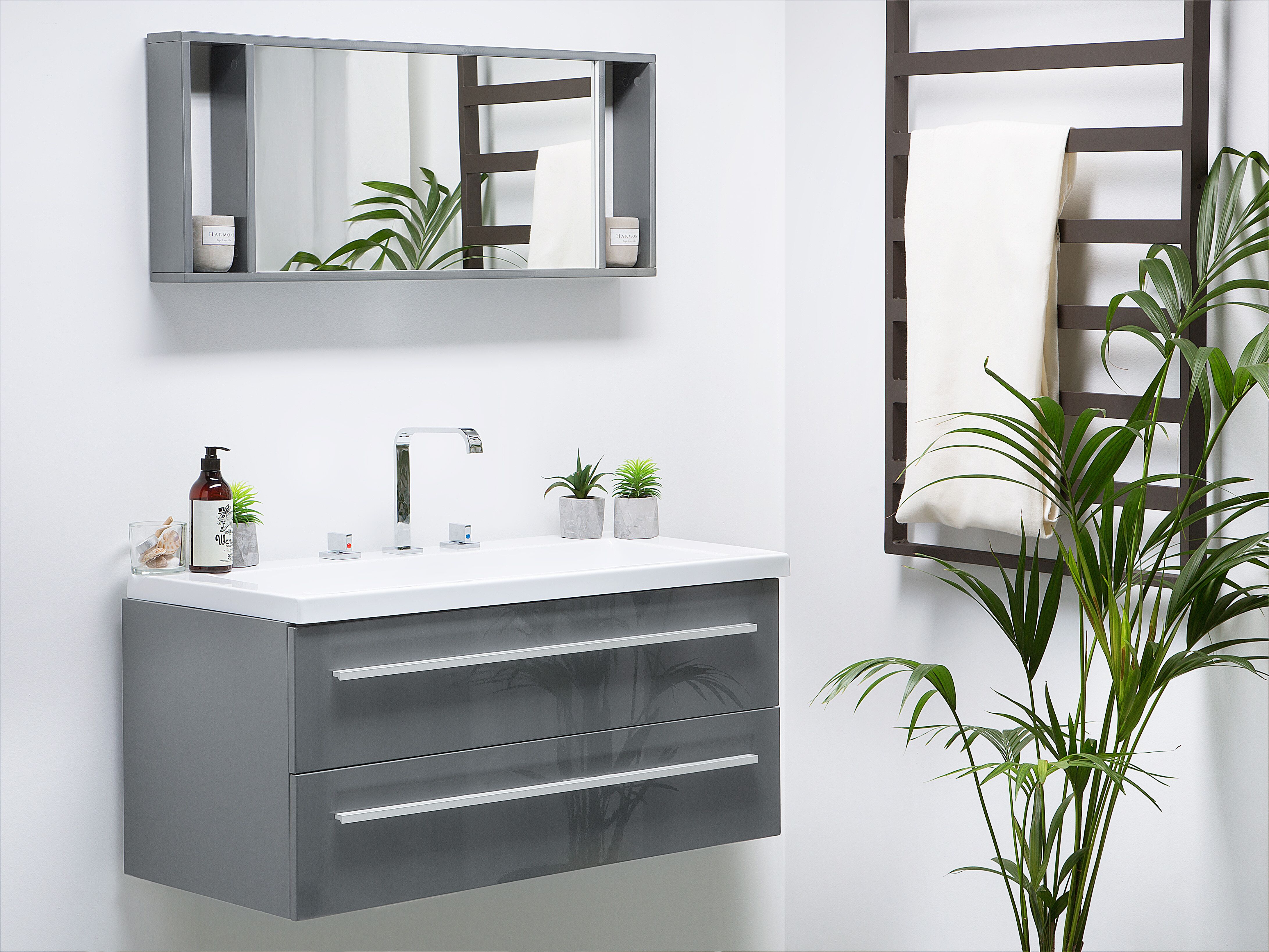 Floating Bathroom Vanity Set Grey ALMERIA Beliani.co.uk