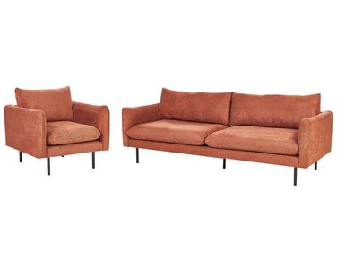 Conjunto de sofás 4 lugares em tecido castanho dourado VINTERBRO