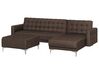 Left Hand Fabric Corner Sofa with Ottoman Brown ABERDEEN_736424