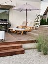 Espreguiçadeira de jardim em madeira de acácia com almofada branca creme JAVA_811310