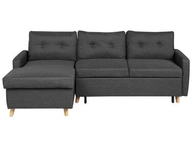 Right Hand Corner Sofa Bed with Storage Dark Grey FLAKK
