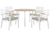Súprava záhradného stola a 4 bielych stoličiek s béžovými poduškami CAVOLI_818143