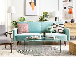 3-istuttava vuodesohva sametti vaaleansininen SENJA