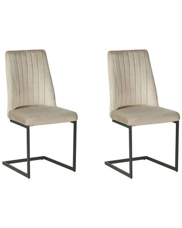  Set of 2 Velvet Dining Chairs Taupe LAVONIA