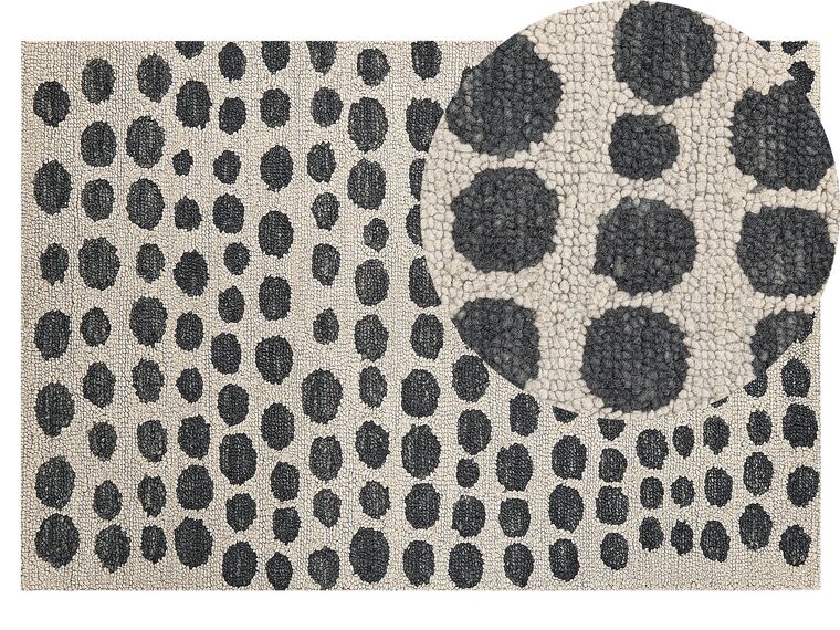 Vlněný koberec 140 x 200 cm béžový/ černý HAVRAN_836374