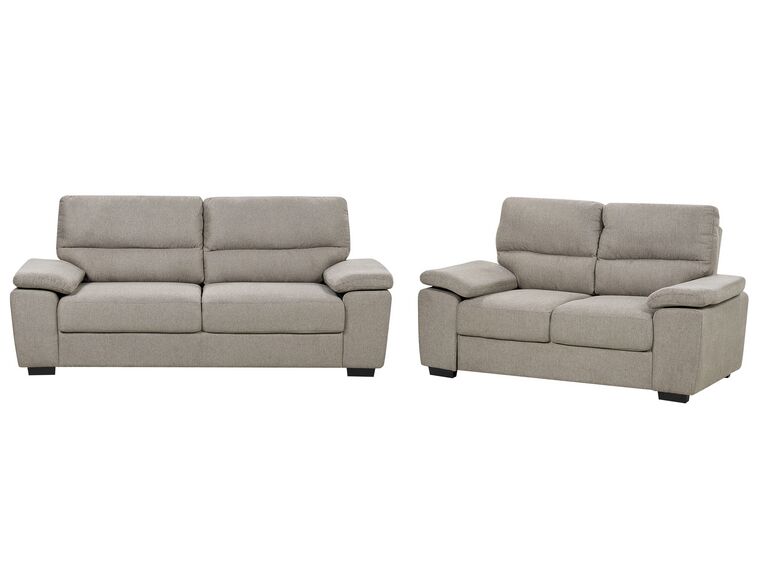 Conjunto de sofás com 5 lugares em tecido castanho claro VOGAR_901204