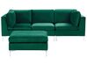 Soffa 3-sits med fotpall sammet grön EVJA_789430