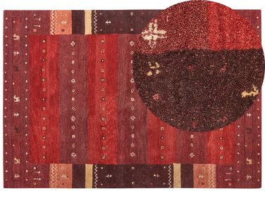 Tapis gabbeh en laine rouge 160 x 230 cm SINANLI