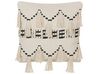 Set of 2 Cotton Cushions with Tassels 45 x 45 cm Beige and Black THONDI_769044