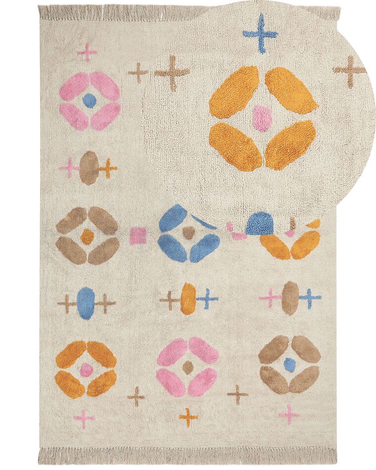 Teppich Baumwolle mehrfarbig 160 x 230 cm geometrisches Muster Kurzflor DARAN_840055