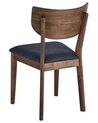 Set of 2 Wooden Dining Chairs Dark Wood and Blue MOKA_832131