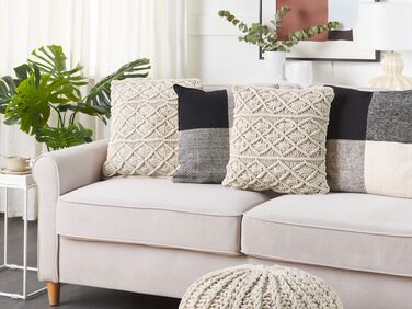 Set of 2 Cotton Macrame Cushions 45 x 45 cm Light Beige GOREME