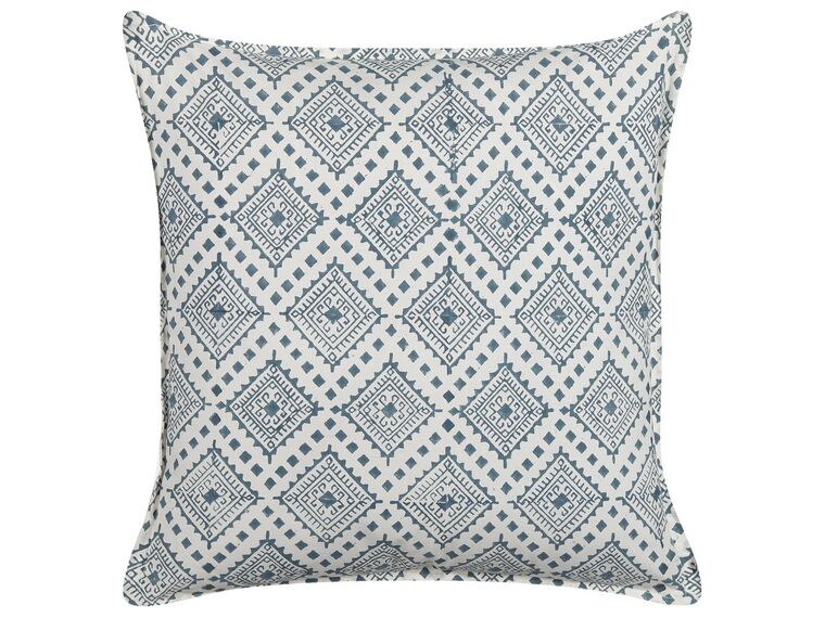 Bawełniana poduszka dekoracyjna w orientalny wzór 45 x 45 cm niebieska z białym CORDATA_838570