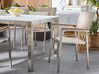 Gartenmöbel Set Granit grau poliert 180 x 90 cm 6-Sitzer Stühle Textilbespannung beige GROSSETO_764077