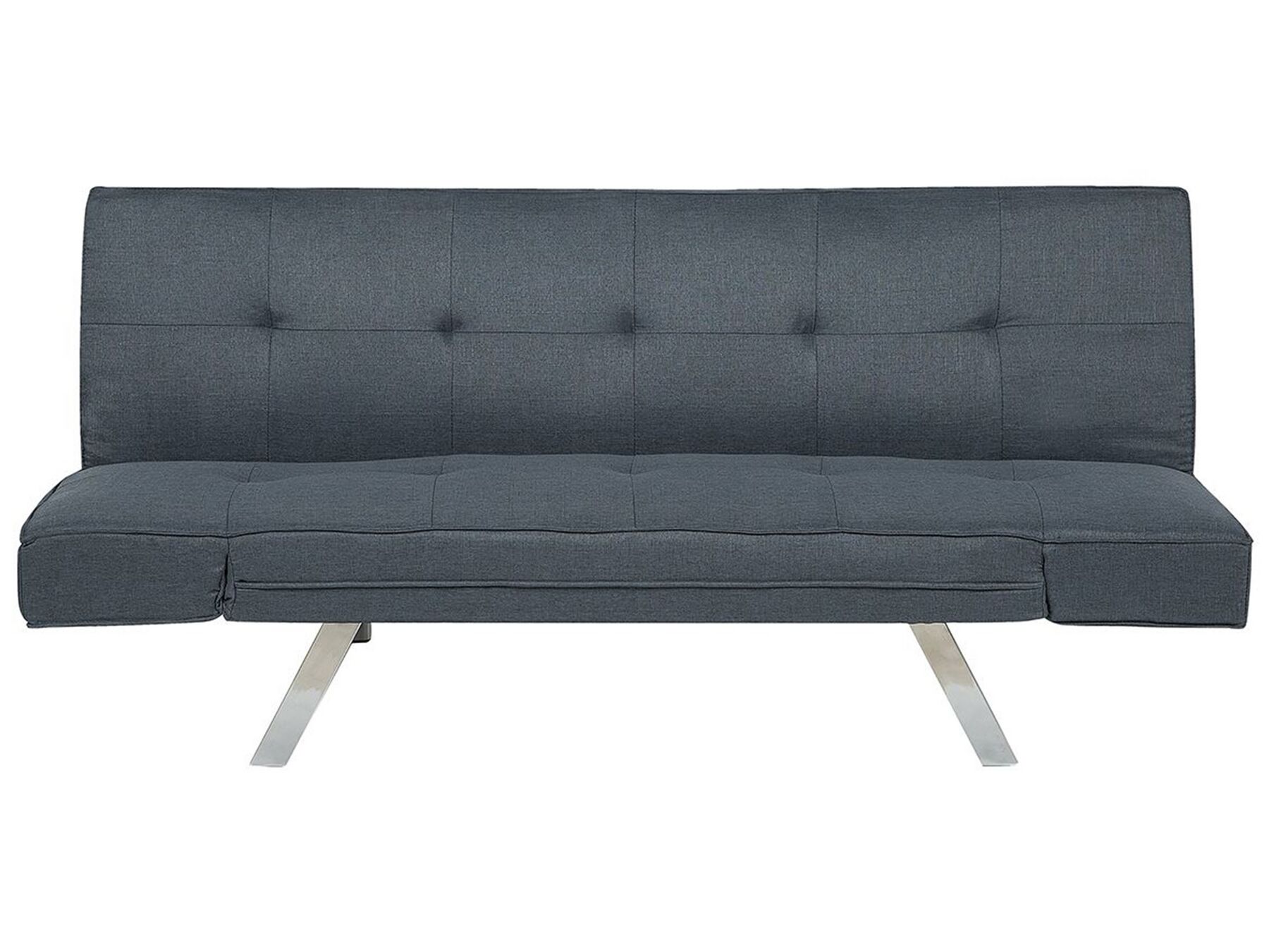 Sleeper Sofa 3 Seater Adjustable Armrests Upholstered Fabric Dark Blue Bristol