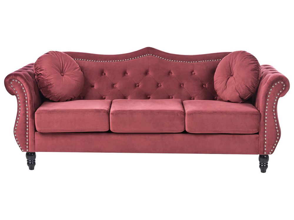 Soffa 3-sits sammet vinröd SKIEN | Beliani.se