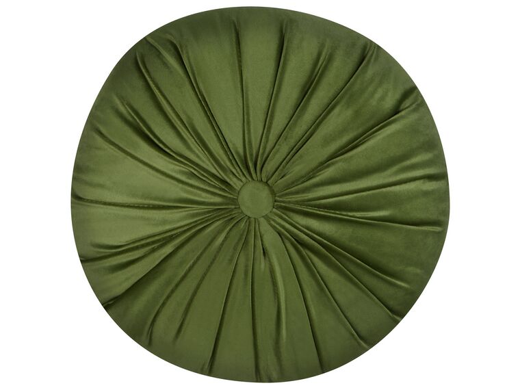 Cojín decorativo de terciopelo con pliegues verde ⌀ 38 cm BODAI_902676