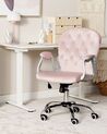 Chaise de bureau pivotante en velours avec cristaux rose PRINCESS_855688