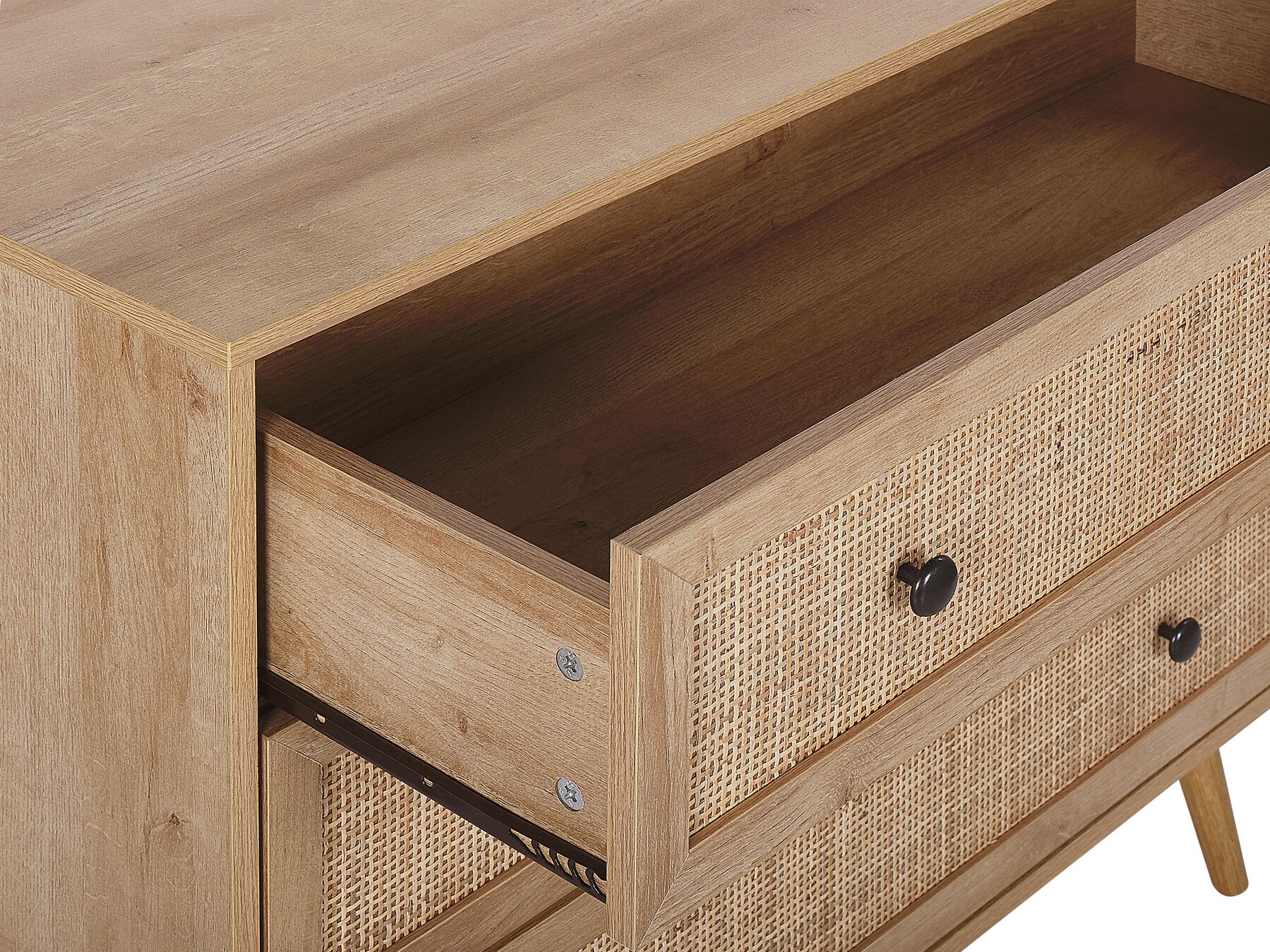 Commode 3 tiroirs effet bois clair / rotin PONCA | Beliani.fr