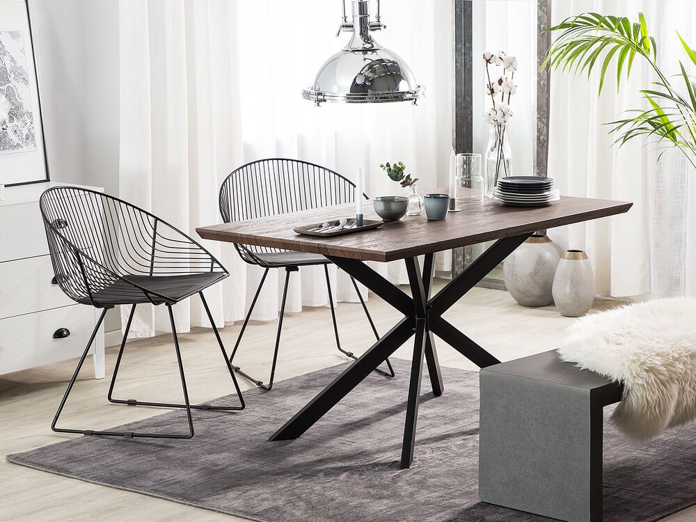 Esstisch dunkler Holzfarbton / schwarz 140 x 80 cm SPECTRA | Beliani.at