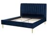 Modrá sametová postel 160 x 200 cm MARVILLE_792240