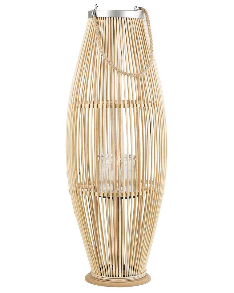 Lanterne en bois clair 84 cm TAHITI_734302