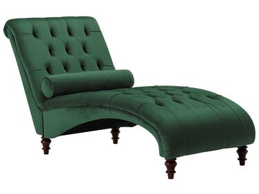 Chaise longue in velluto color verde scuro MURET