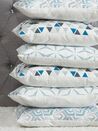 Set of 2 Cushions Geometric Pattern 45 x 45 cm Grey and Blue CLEOME_769300
