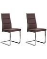 Conjunto de 2 sillas de comedor de piel sintética marrón oscuro/plateado ROCKFORD_787594