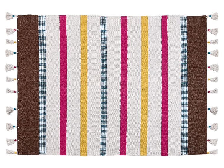 Teppich Baumwolle mehrfarbig 140 x 200 cm gestreiftes Muster Kurzflor HISARLI_836808