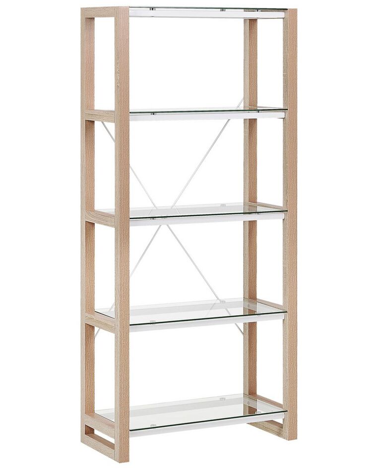 4 Tier Bookcase White and Light Wood JENKS_790295