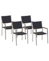Conjunto de 4 sillas de jardín de ratán/acero negro/plateado GROSSETO_818416