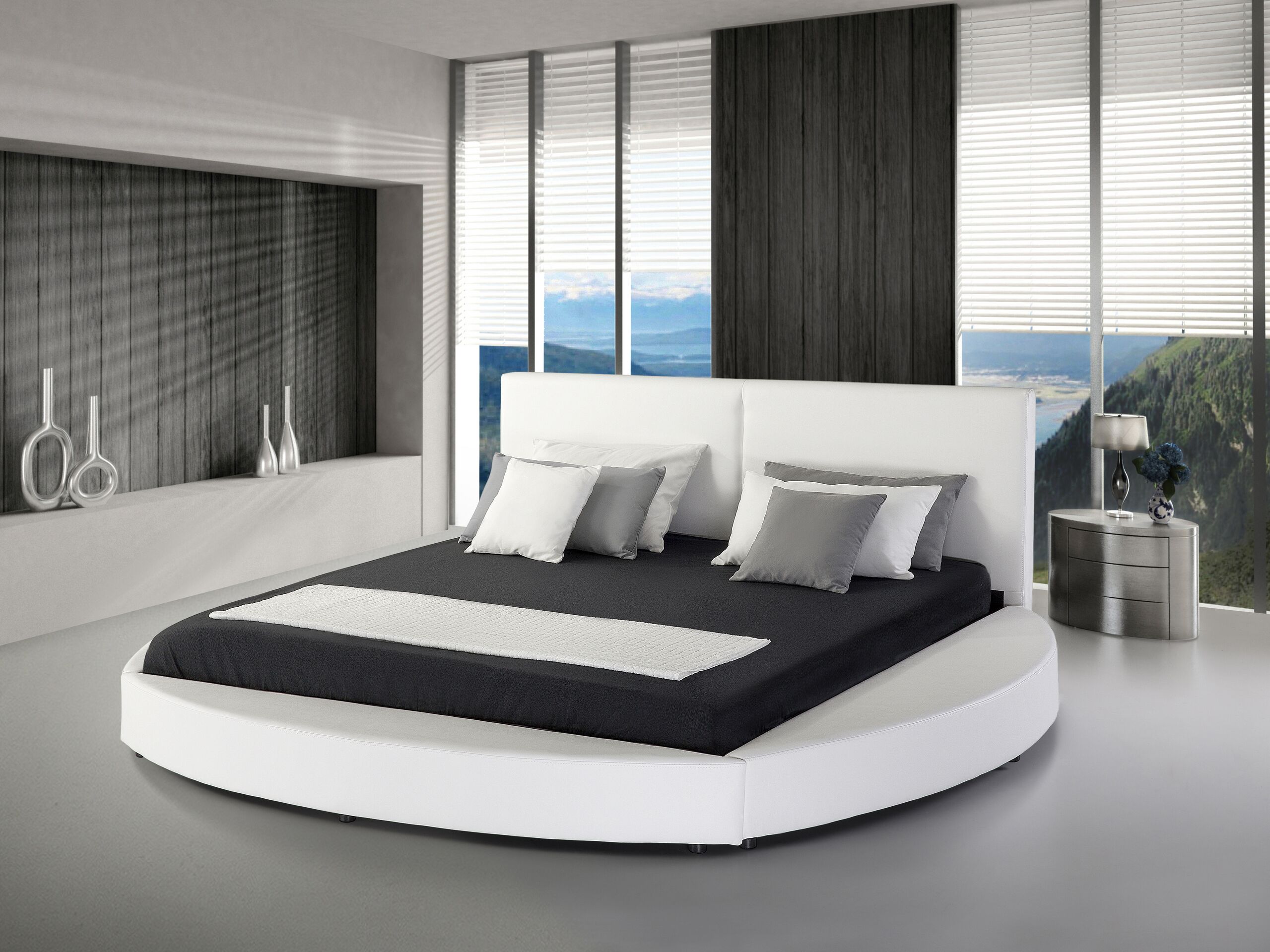 Cama de casal em pele branca 180 x 200 cm LAVAL