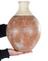 Terracotta dekorativ vase 37 cm hvid og brun BURSA_850846