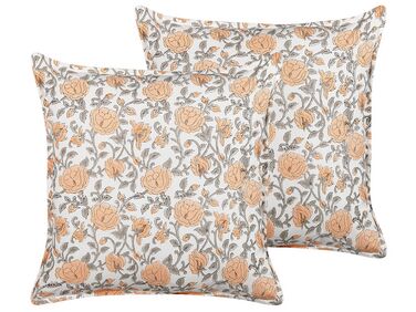 Set of 2  Cotton Cushions Flower Pattern 45 x 45 cm Multicolour MEADIA