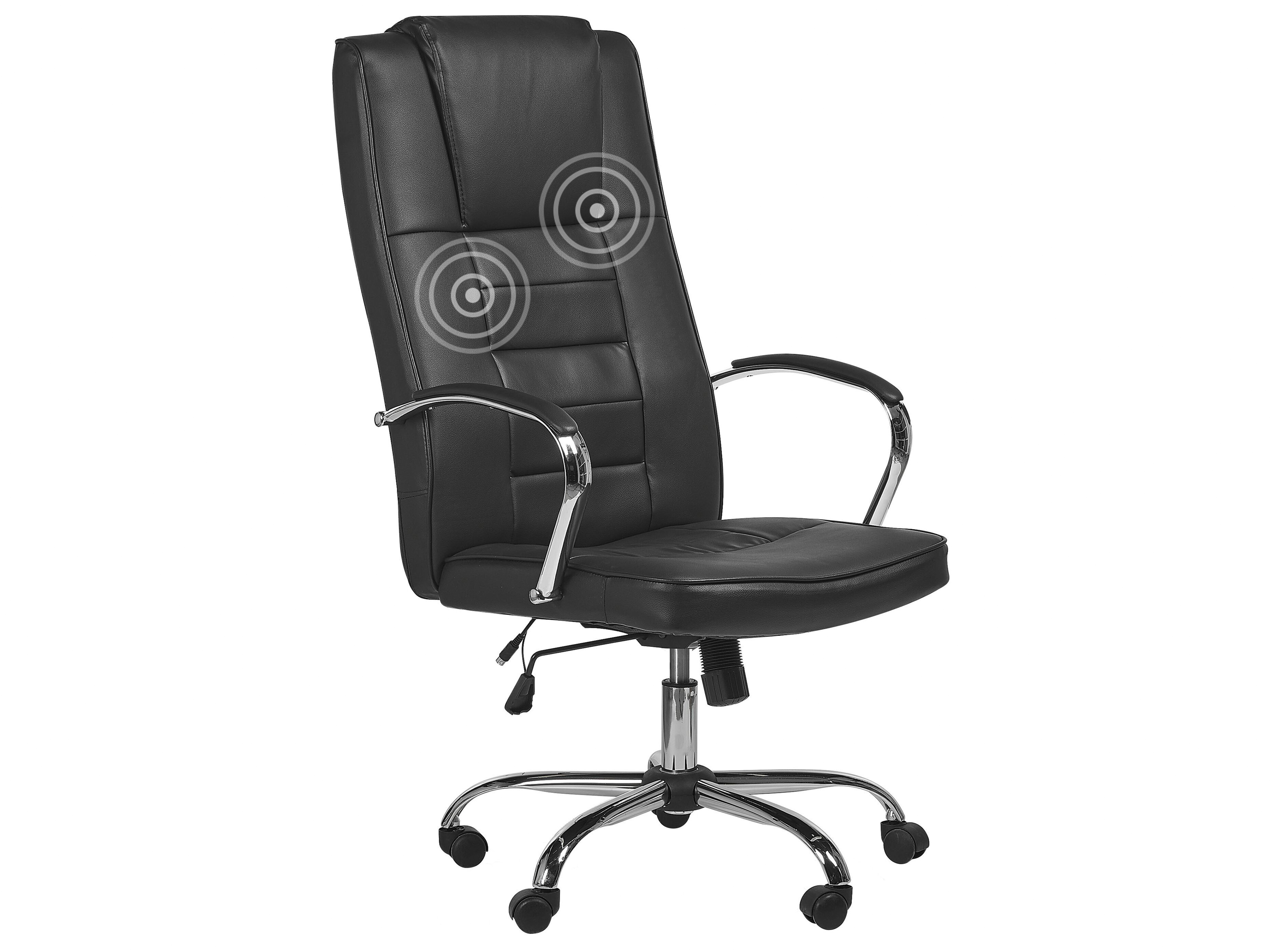 Cadeira de escritório com função de massagem em pele sintética preta GRANDEUR_816105