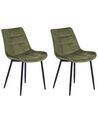 Set of 2 Velvet Dining Chairs Olive Green MELROSE II_885796