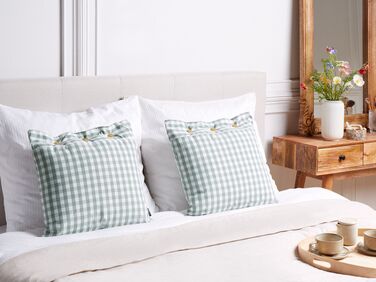 Set of 2 Cushions Chequered Pattern 45 x 45 cm Green and White TALYA