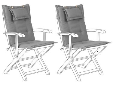 Set of 2 Outdoor Seat/Back Cushions Grey MAUI