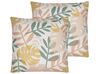 Set of 2 Cushions Leaf Pattern 45 x 45 cm Multicolour ILEX_810866