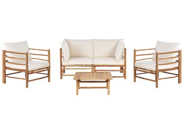4 Seater Bamboo Garden Sofa Set Off-White CERRETO