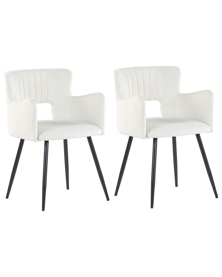 Sada 2 sametových jídelních židlí krémové bílé SANILAC_847140