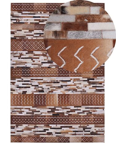 Tapis patchwork en cuir marron 160 x 230 cm HEREKLI