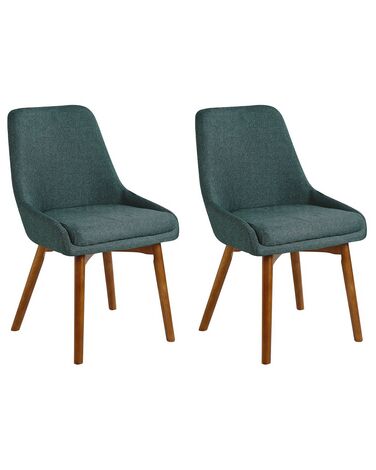 Set of 2 Fabric Dining Chairs Green MELFORT