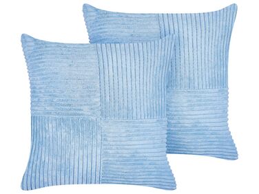 Set di 2 cuscini velluto a coste blu 43 x 43 cm MILLET