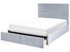 Velvet EU Double Size Ottoman Bed with Drawers Light Grey VERNOYES_861480